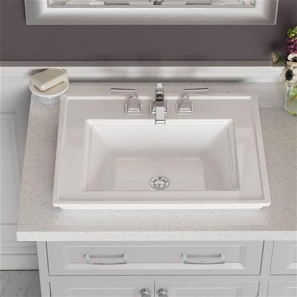 American Standard Town Square Vitreous China Drop-In Rectangular Bathroom Sink w/ 4-Inch Centerset