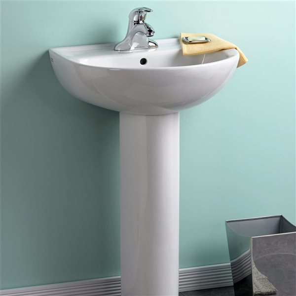 American Standard Evolution Vitreous China Drop-In Semicircle 4-Inch Centerset Pedestal Sink Top