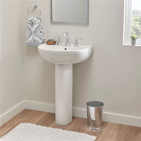 American Standard Evolution Vitreous China Drop-In Semicircle 8-Inch Widespread Pedestal Sink Top