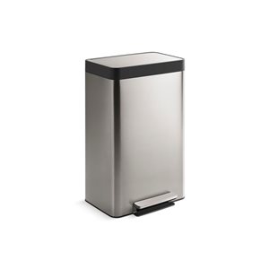 KOHLER Universal 13-gal Rectangular Silver Stainless Steel Pantry Step Trash Can