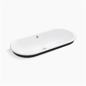 KOHLER Iron Plains Cast-Iron Drop-In Oval Bathroom Sink w/ Iron Black Painted Underside