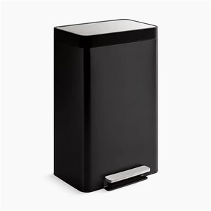 KOHLER Universal 13-gal Rectangular Black Stainless Steel Pantry Step Trash Can