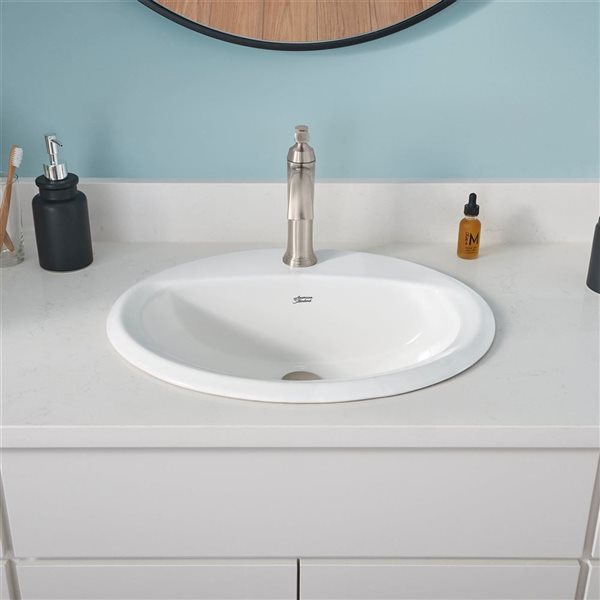 American Standard Aqualyn Vitreous China Drop-In Oval Bathroom Sink w/ Center Hole Only