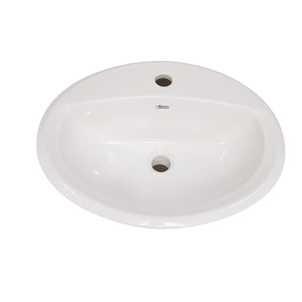 American Standard Aqualyn Vitreous China Drop-In Oval Bathroom Sink w/ Center Hole Only