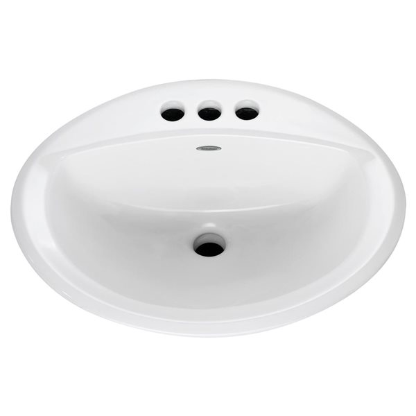 American Standard Aqualyn Vitreous China Drop-In Oval Bathroom Sink w/ 4-Inch Centerset Less Overflow