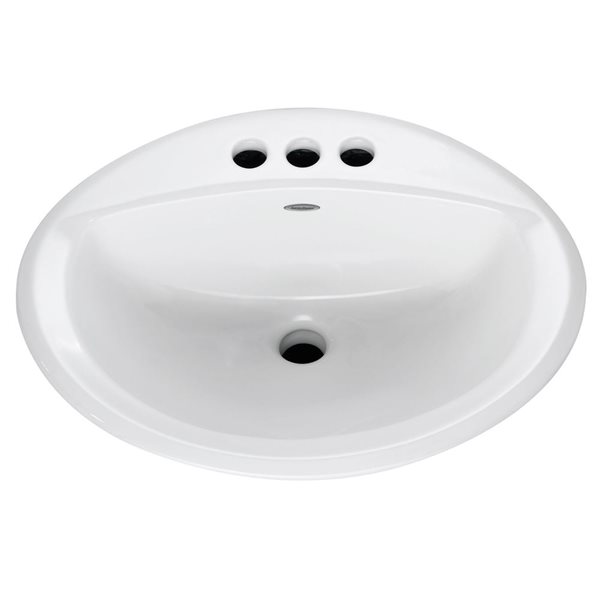 American Standard Aqualyn Vitreous China Drop-In Oval Bathroom Sink w/ 4-Inch Centerset Less Overflow