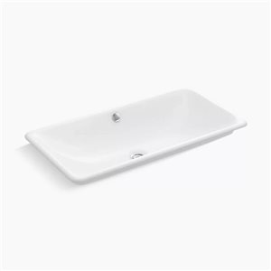 KOHLER Iron Plains Cast-Iron Drop-In Rectangular Bathroom Sink w/ White Painted Underside