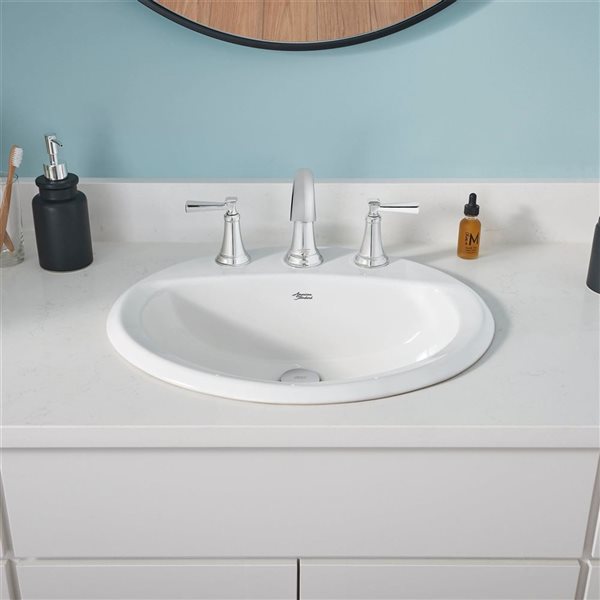 American Standard Aqualyn Vitreous China Drop-In Oval Bathroom Sink w/ 8-Inch Widespread