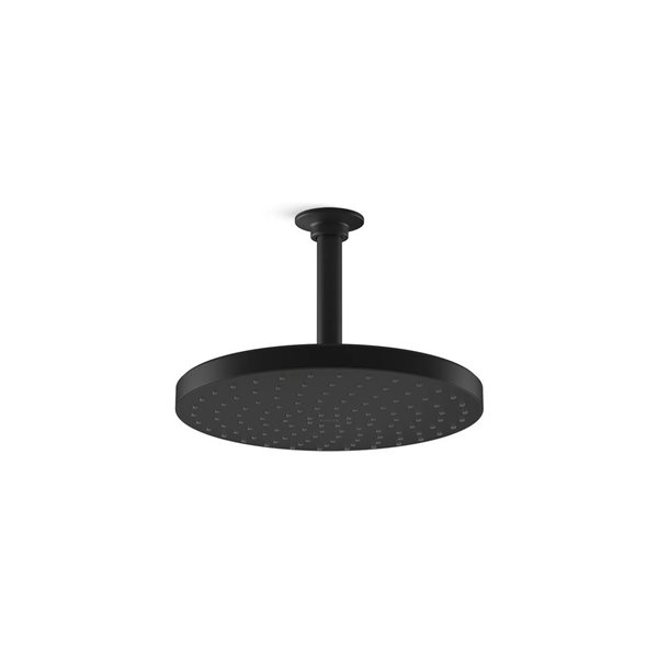 KOHLER Awaken 10-in dia Matte Black Metal Single-Function Rainhead - 1.75 GPM