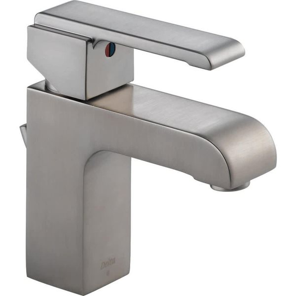 Delta Arzo Stainless Steel Single-Hole Centerset Bathroom Faucet w ...