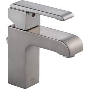 Delta Arzo Stainless Steel Single-Hole Centerset Bathroom Faucet w/ Drain