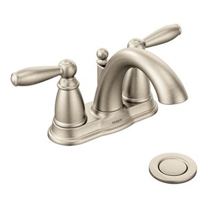 MOEN Brantford 2-Handle Low-Arc Centerset Bathroom Faucet w/ Drain - Brushed Nickel