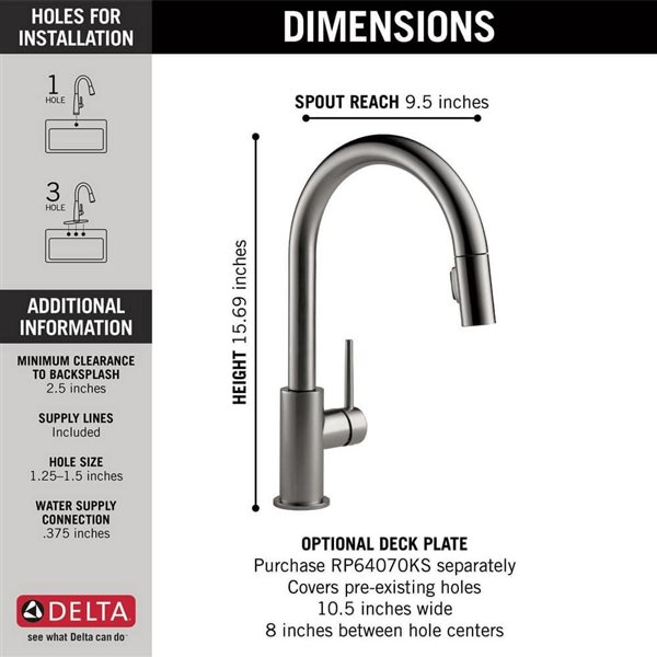 Delta Trinsic 1.8 GPM Single-Handle Pull Down Kitchen Faucet - Black Stainless Steel