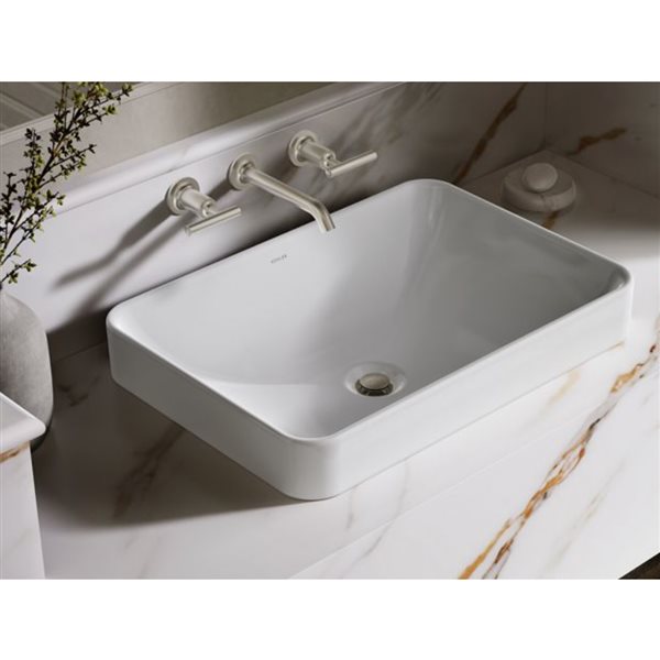 KOHLER Vox 22.75-in White Vitreous China Rectangular Bathroom Vessel Sink