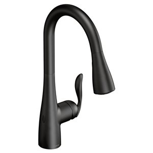 Robinet mitigeur de cuisine à arc élevé Arbor MotionSense Wave de MOEN avec bec rétractable, noir mat