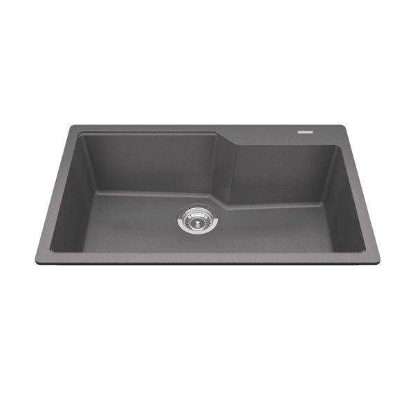 Kindred Granite Series 30.7 LR x 19.69-in FB Drop-in Single Bowl Granite Kitchen Sink - Stone Grey