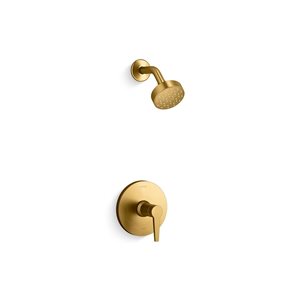 KOHLER Pitch Rite-Temp Brushed Brass Shower Trim Kit w/ Single-Function 1.75 GPM Showerhead