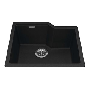 Kindred Granite Series 22.06 LR x 19.69-in FB Undermount Single Bowl Granite Kitchen Sink - Onyx