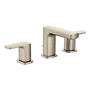 MOEN Rizon Brushed Nickel 8-in Widespread 2-Handle Low Arc Bathroom Sink Faucet - Valve Not Included