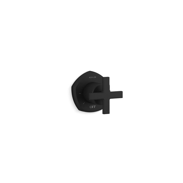 KOHLER Occasion MasterShower Modern Temperature Control Valve Trim with Cross Handle - Matte Black