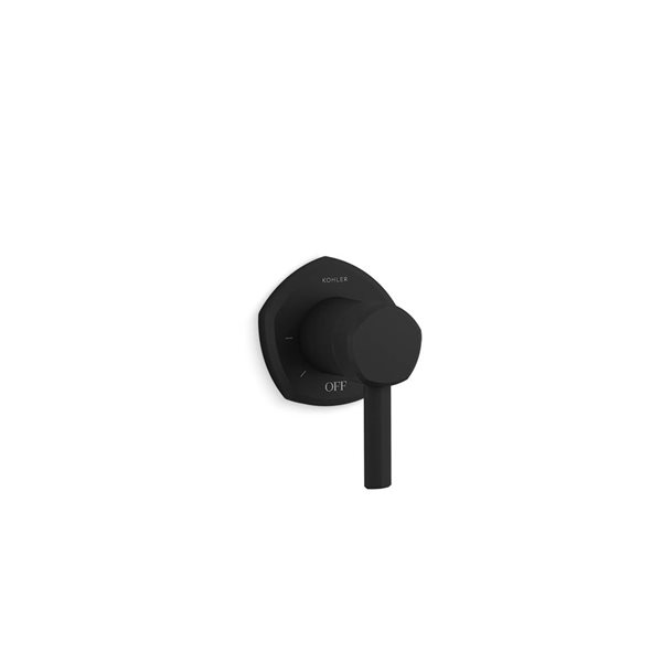 KOHLER Occasion MasterShower Modern Temperature Control Valve Trim with Lever Handle - Matte Black