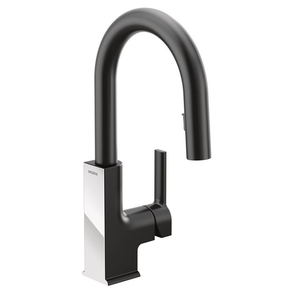 MOEN STo Matte black/Chrome One-Handle High Arc Pulldown Bar Faucet