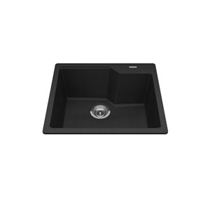 Kindred Granite Series 22.06 LR x 19.69-in FB Drop-in Single Bowl Granite Kitchen Sink - Onyx