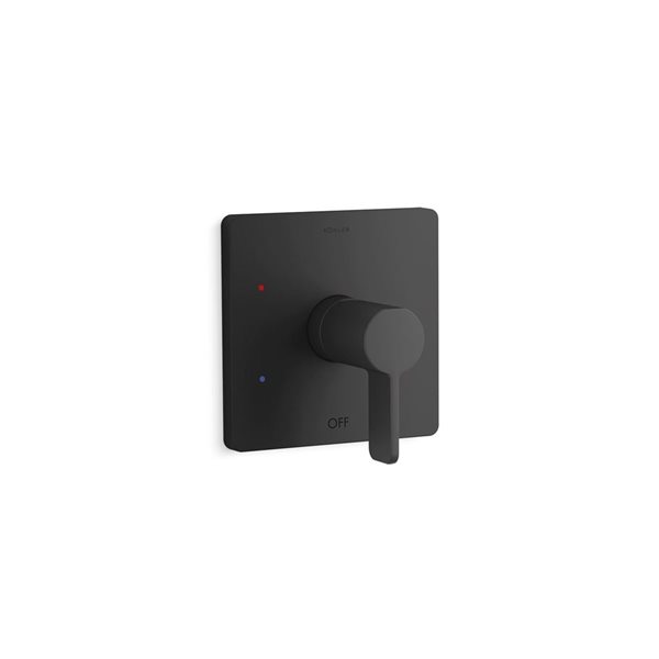 KOHLER Parallel Rite-Temp Shower Volume Control Valve Trim with Cross Handle - Matte Black