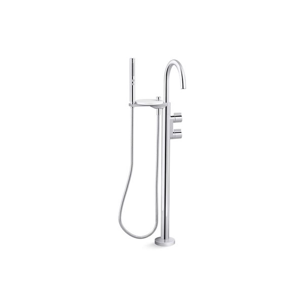 KOHLER Components Polished Chrome Floor-Mount Bathtub Filler Trim w/ Handshower