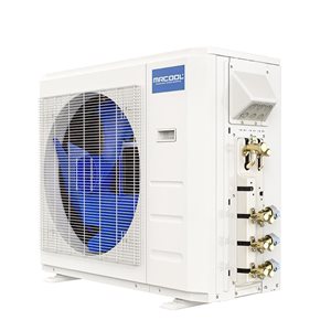 Ensemble pompe à chaleur et climatiseur à deux blocs sans conduit MRCOOL 4e gén. 30 000 BTU 3 zones 2,5 tonnes TRÈS 22