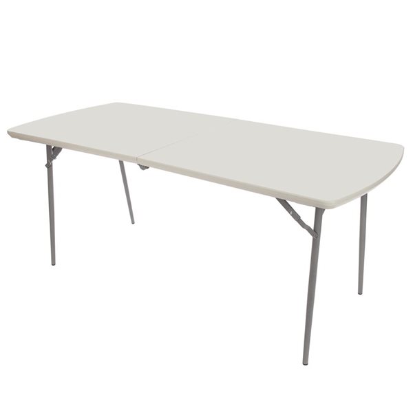 Hampden Furnishings Baldwin 30 W X 72-in L Rectangle Polypropylene Grey Elegant Folding Table