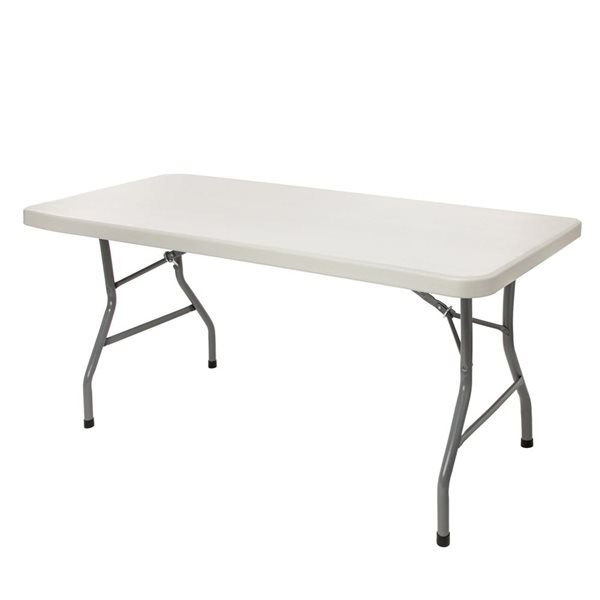 Hampden Furnishings Baldwin 30 W X 60-in L Rectangle Polypropylene Grey Folding Table
