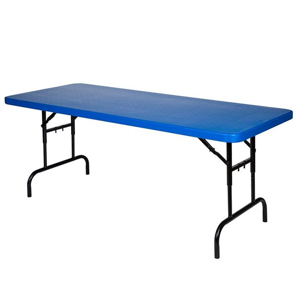 Hampden Furnishings Baldwin 30 W X 72-in L Rectangle Polypropylene Blue Adjustable Height Folding Table