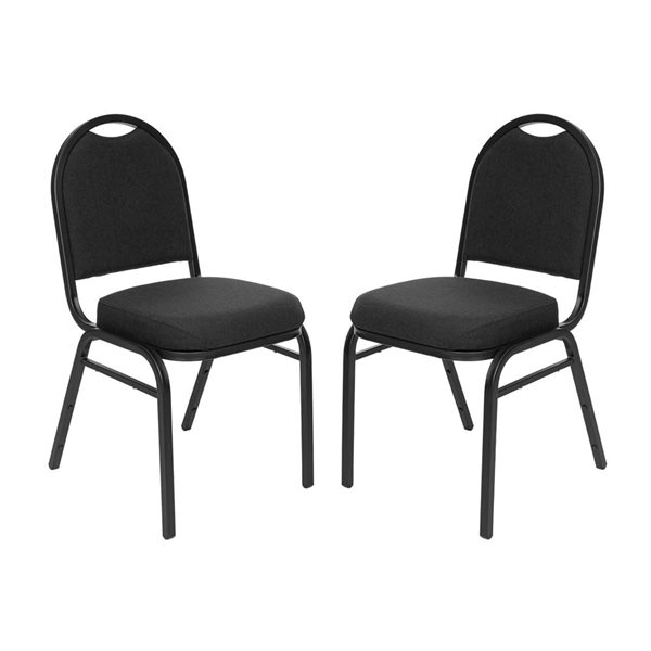 Hampden Furnishings Set of 2 Celia Black Fabric Black Frame Stackable Banquet Chair