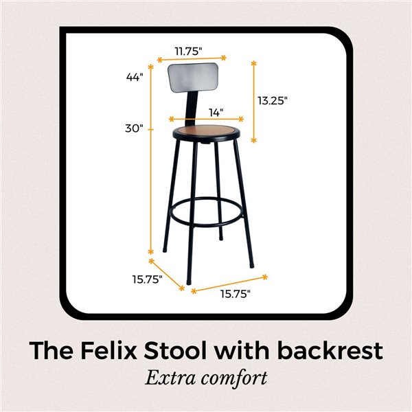 Hampden Furnishings Felix Black Steel 30-in H Bar Stool w/ Backrest