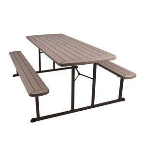 Hampden Furnishings Travis 30 W X 72-in L Rectangle Polypropylene Brown Folding Picnic Table