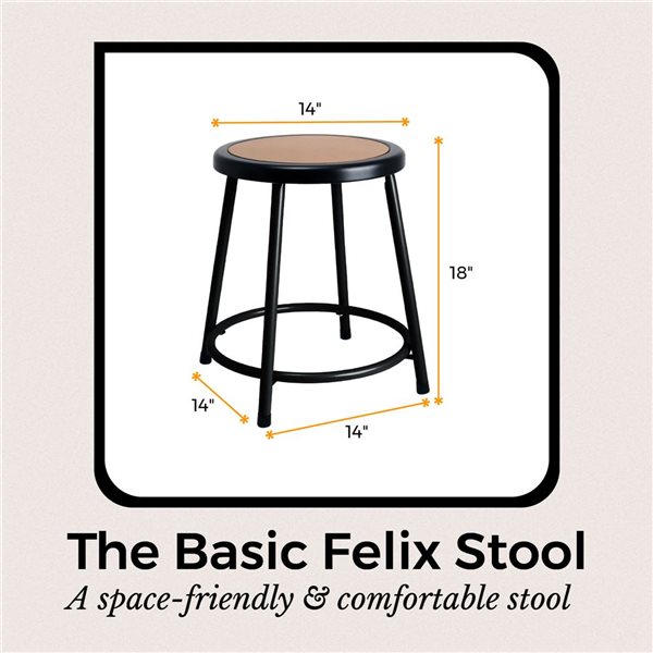 Hampden Furnishings Felix Black 18-in H Steel Bar Stool