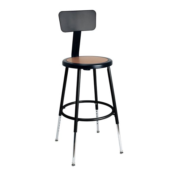 Hampden Furnishings Felix Black Steel 19-27-in H Adjustable Height Bar Stool w/ Backrest