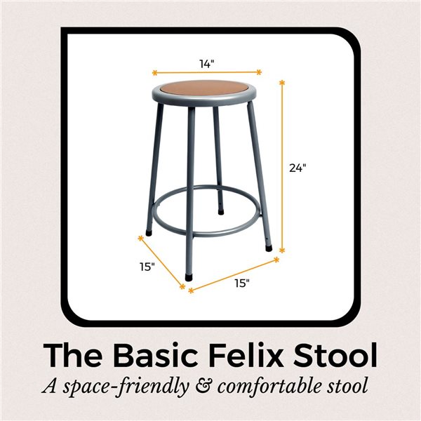 Hampden Furnishings Felix Grey 24-in H Steel Bar Stool