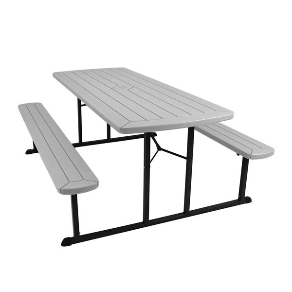 Hampden Furnishings Travis 30 W X 72-in L Rectangle Polypropylene Grey Folding Picnic Table