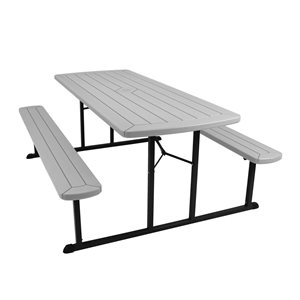 Hampden Furnishings Travis 30 W X 72-in L Rectangle Polypropylene Grey Folding Picnic Table