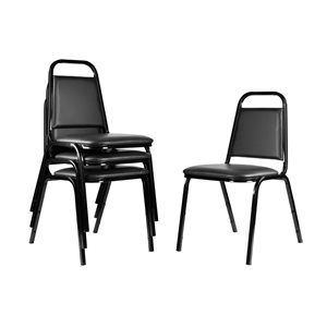 Hampden Furnishings Set of 2 Stella Black Vinyl Stackable Banquet Chair