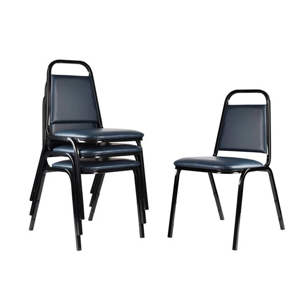 Hampden Furnishings Set of 2 Stella Dark Blue Vinyl Stackable Banquet Chair