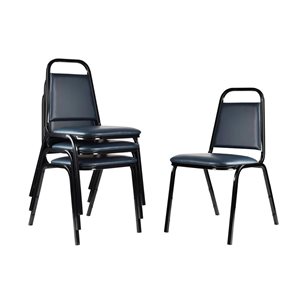 Hampden Furnishings Set of 2 Stella Dark Blue Vinyl Stackable Banquet Chair