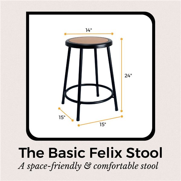 Hampden Furnishings Felix Black 24-in H Steel Bar Stool