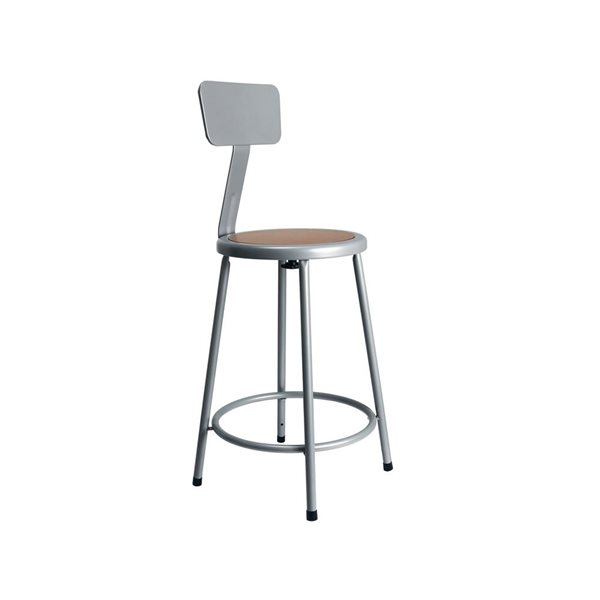 Hampden Furnishings Felix Grey 24-in H Steel Bar Stool w/ Backrest