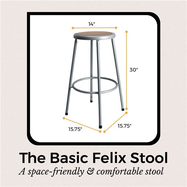 Hampden Furnishings Felix Grey 30-in H Steel Bar Stool