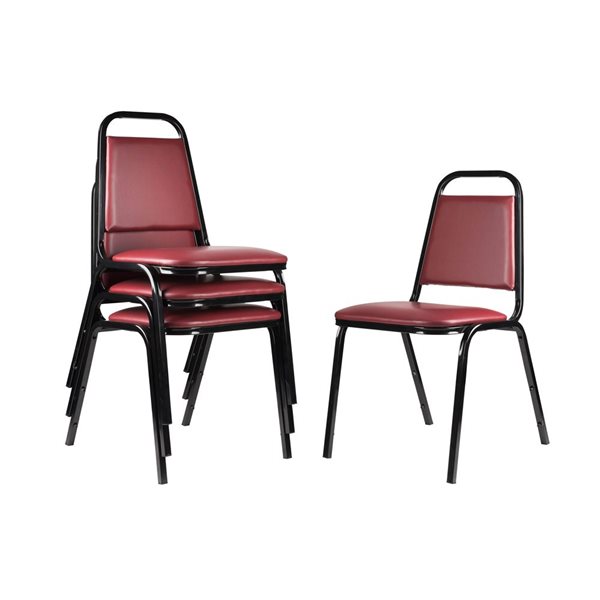 Hampden Furnishings Set of 2 Stella Burgundy Vinyl Stackable Banquet Chair