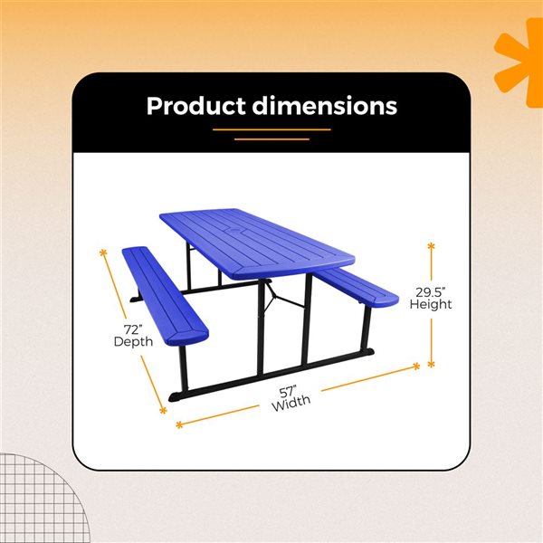 Hampden Furnishings Travis 30 W X 72-in L Rectangle Polypropylene Blue Folding Picnic Table