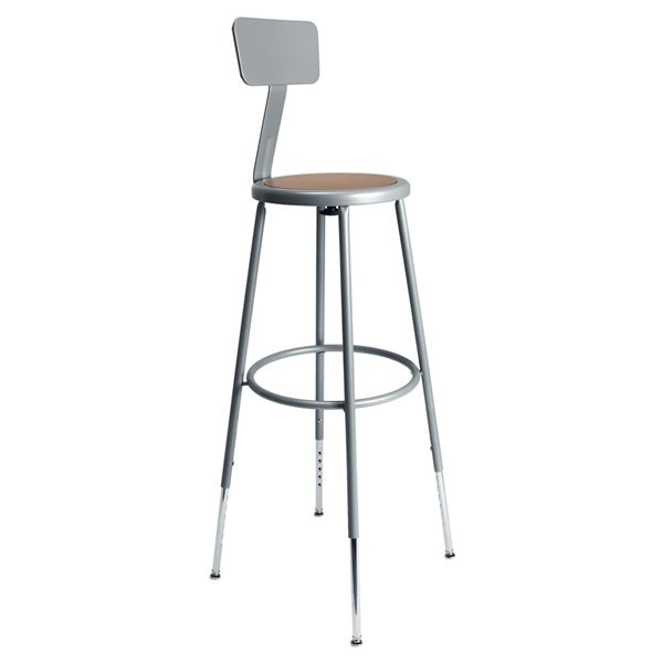 Hampden Furnishings Felix Grey Steel 32-39-in H Adjustable Height Bar Stool w/ Backrest